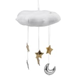 Nuage Suspendu DéCoration Flottant Pendentif avec Lune ÉToiles Lit de Chambre Mur Art DéCor (Blanc)