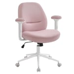 SONGMICS HOME Chaise de Bureau, Fauteuil Ergonomique, Hauteur Réglable, Siège Pivotant, Style Contemporain, Dossier Haut, Accoudoirs, Assise Large, Tissu Coton-Lin, Rose Bonbon OBG035R01