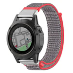 Garmin Fenix 5X / Plus 3 HR 26mm ranneke - Hopea Punainen Hopea/Harmaa