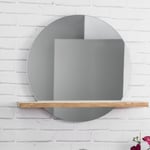 Miroir Bologne de salle de bain rond en teck massif