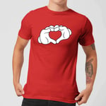 Disney Mickey Heart Hands Men's T-Shirt - Red - S