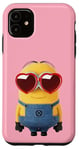 Coque pour iPhone 11 Minions Cute Bob In Love Heart Shaped Glasses Portrait