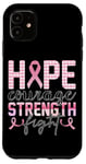 iPhone 11 Hope Courage Strength Fight Pink Ribbon Case