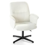 MEUBLE COSY Chaise de Coiffeuse Fauteuil de Maquillage Siège Rembourrée Pivotant 360° Hauteur Réglable avec Accoudoir en Bouclette sans roulettes Jambes Croisées pour Chambre à Coucher Blanc