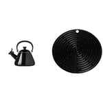 Le Creuset Kone Kettle with Whistle, 1.6 L - Black with Cooling Tool