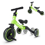 besrey 5 en 1 Tricycle Vélo Enfant,Tricycle bébé évolutif 1-4 Ans,Vélo Draisienne,Vélo sans Pédale,Vert