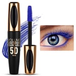 5D Silk Fiber Mascara Waterproof Long, Mascara Volume Noir Intense, Mascara volume et longueur, Convient aux Yeux Sensibles, Teinte : #04 Bleu,10 ml