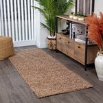 Livabliss Home Tapis Shaggy Uni - Tapis de Couloir, Salon, Salle à Manger, Chambre, Cuisine, Entrée - Tapis Poil Long Moelleux et Doux, Beige Motif Berbère, Tapis Chambre Monochrome 80x220cm - Beige