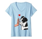 Womens Border Collie Love Dogs Mum Woman Lady V-Neck T-Shirt