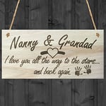 Red Ocean Nanny & Grandad I Love You All The Way To The Stars & Back Again Wooden Hanging Plaque Grandparents Gift Sign