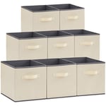 Lifewit Lot de 8 Cubes de Rangement Pliables, Paniers Rangement en Tissu, Caisses Rangement, Boites de Rangement avec Poignées, Organisateurs pour Vetements, Jouets, 26,5 x 26,5 x 28 cm, Beige