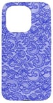 Coque pour iPhone 15 Pro Dentelle bleue vintage avec fleurs