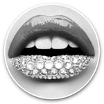 2 x Vinyl Stickers 20cm (bw) - Diamond Fashion Lips Pink Lipstick  #42046