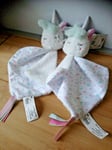 Doudou plat licorne blanc étoile nuage lune grelot lot de 2 Bébé douceur Babou