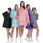 K-MART Oversized Blanket Hoodie for Men & Women,Thick Flannel Blanket with Sleeves and Giant Pocket Super Soft Warm Cozy Wearable Sweatshirt Hoodie for Adults