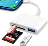 Lecteur de Carte SD pour iPhone iPad, Adaptateur Lecteur Carte SD vers USB OTG Mémoire Externes pour Micro SD/SD, Lecteur SD Compatible avec i-Phone 14 13 12 11 X XS XR 8 7, i-Pad Mini Air Pro