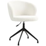 HOMCOM Chaise de Bureau Ergonomique, Fauteuil de Bureau, siège pivotant, Hauteur réglable, capacité 120 kg, siège de Bureau, revêtement Tissu Bouclette pour Salon, Chambre, Bureau, Blanc