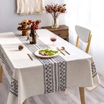 GLORY SEASON Nappe Rustique en Tissu de Lin décoratif 140x215cm Rectangle imprimé Motif géométrie Conception Non-décoloration Lavable Couverture de Table pour Cuisine Salle à Manger Table