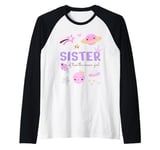 Sister of Two The Moon Girl Cosmos Stars Space 2nd Birthday Raglan Baseball Tee