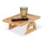 Relaxdays Plateau pour accoudoir, Bambou, Support rectangulaire, Tablette Boissons & Snacks, LxP : 35 x 26,5 cm, Nature