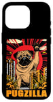 Coque pour iPhone 16 Pro Retro Pug Pugzilla Funny Dog Lover Japanese Movie Poster