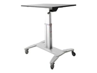 Startech.Com Mobile Standing Desk, Portable Sit Stand Ergonomic Height Adjustable Cart On Wheels, Rolling Computer/Laptop Workstation Table W/ Locking One-Touch Lift For Teachers/Student - Mobile Computer Table (Stscart) - Stativ - For Notebook / Ta