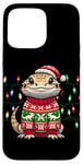 Coque pour iPhone 15 Pro Max Bearded Dragon Christmas Party Design Xmas lights