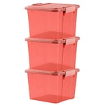 GONICVIN Boîtes de Rangement en Plastique avec Couvercles, 60L, Lot de 3, Empilables, Gain de Place pour Maison, Bureau, Garage