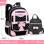 Girls&#39; School Backpack Children School Bag 1 Grade Kids Book Bag Orthopedic Primary Schoolbag Princess Backpack Mochila Infantil Black Medium set B