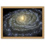 Space Map Milky Way Galaxy Spiral Stars Solar System Earth Diagram Artwork Framed Wall Art Print A4