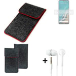 Cover for Nokia G50 dark gray red edges Sleeve + earphones