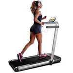 2 in 1 Folding Treadmill, FLYLINKTECH Home Quiet Treadmill with Bluetooth Control, Wide Running Belt, Transport Wheels, 14 km/h, 12 Exercise Modes, LCD Display