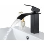 Auralum - Noir Mitigeur Lavabo Robinet Cascade Mono-trou Robinetterie pour Salle de Bain Design Unique