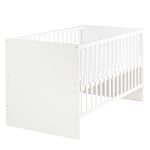 roba Lit Bébé Évolutif Anton - 70 x 140 cm - Convertible en Lit Enfant - Réglable en Hauteur - Coins de Conversion Incluses - 3 Barreaux Amovibles - Blanc