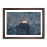 Big Box Art Moon Behind The Mountains in Canada Painting Framed Wall Art Picture Print Ready to Hang, Walnut A2 (62 x 45 cm)