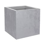 EDA - Pot Carré Basalt'Up 21 L - Décor Imitation Béton - Simple Paroi - Zone de Rétention d'eau - 29,5 x 29,5 x H.29,5 cm - Gris béton