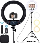 18" LED Ring Light Kit - Dimmable Tripod, Makeup, Vlog, Remote, Carry Bag