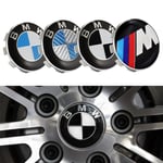 4-Pack - BMW Centrumkåpor / Hjulnav Emblem - Bil 68 mm (Svartvit)