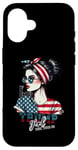 Coque pour iPhone 16 Trump Girl Messy Bun Trump 2024 Élection Drapeau américain