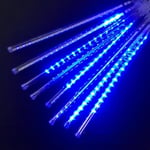 Guirlande lumineuse Led bleue 30cm - 8 Tubes - Pluie de météores - Extérieur - Jardin - Rue