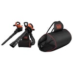 Aspirateur et souffleur de Feuilles électriques 3 en 1 Black+Decker BEBLV300-QS, 3000 Watts, avec déchiqueteuse & Sac à Dos pour Aspirateur-Souffleur-Broyeur, Capacité 70 L