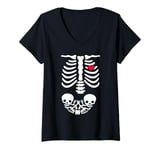 Womens Funny Halloween Skeleton Twins Baby Bump X-Ray Design V-Neck T-Shirt