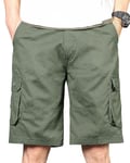 Aotoyou Short Homme Coton Bermuda Cargo Homme Pantacourt Homme Été Respirant Shorts de Travail avec 6 Poches Army Vert 36