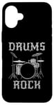 Coque pour iPhone 16 Plus Batterie Rock, batteur fête des pères musicien rock Goth