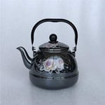 Théière en Fonte, Services à thé Thé s Bouilloire émaillée Bouilloires Thé émail émail Thé Orge Eau bouillante Cuisinière à Induction Cuisinière à gaz Miroir Universel Glaze Noir (Couleur: Bb2.5l)