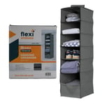 Flexi Storage 6 Shelf Premium Hanging Wardrobe Clothes Shoes Organiser (Grey)