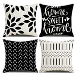 Homefeelzydys Cushion Covers,Cushion Covers 60 x 60 set of 4 Black Square Throw Pillow Case cushion covers 24x24 4Pack For Outdoor Patio Garden Blench Living Room Sofa Farmhouse Decor