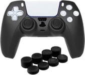 Soft Silicone Gamepad Housse De Protection Pour Ps5 Controller Pour Ps5-Skin Antidérapant(Noir+8 Casquettes)