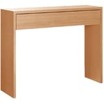 Pegane - Table console, meuble console avec 1 tiroir coloris cerisier - longueur 100 x profondeur 30 x hauteur 76 cm