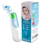 Ear Thermometer for Baby, ELERA Infrared Thermometer with Automatic Switching Mode of Ear & Forehead, 1s Measurement, 4 Color Backlight Display with Fever Indicator…